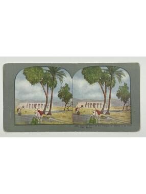 Antique Egypt Stereoview 1383 Karnak Temple of Sethos I Lithograph Card  L-1